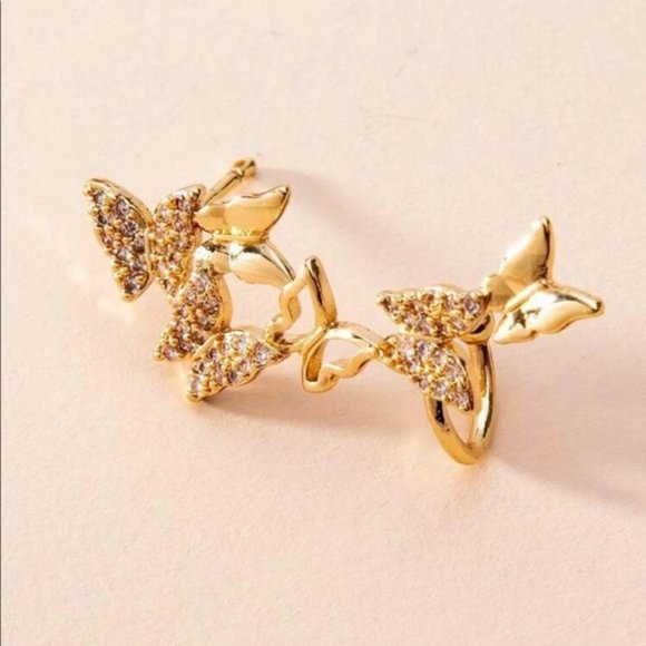 • Leigh • Rhinestone Butterfly Stud Cuff - Picture 2 of 4